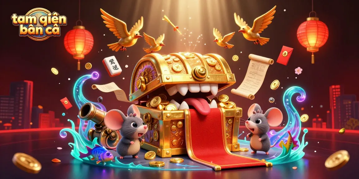 Experience thrilling action with tam tiên bắn cá as adventurer mice chase treasures in this vibrant 3D scene.