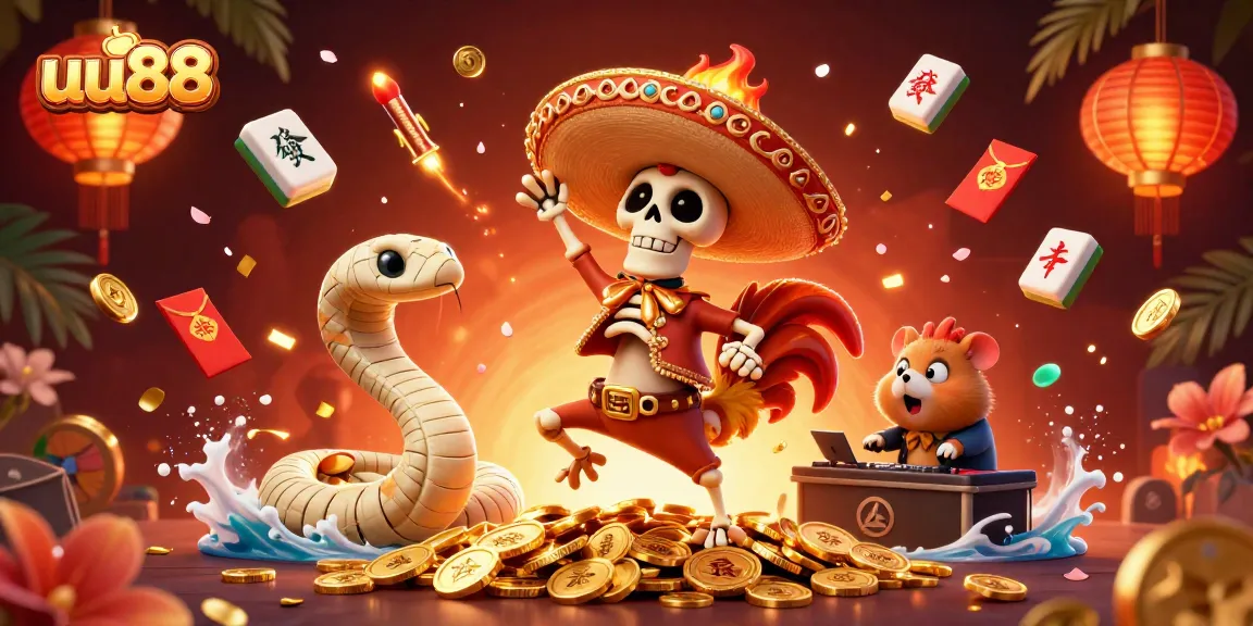 Experience thrilling gaming action with uu88's vibrant 3D casino visuals and lively characters.