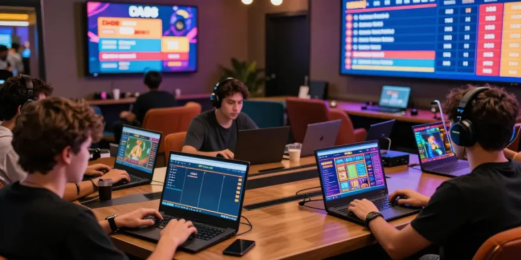 Engaged players enjoying DA88 online betting and gaming experience on various devices.