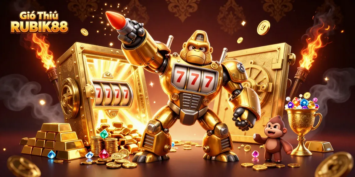 Engage with Giới Thiệu RUBIK88 in this vibrant 3D illustration showcasing thrilling gaming elements.