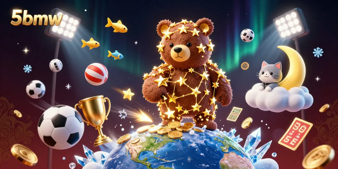 Experience the thrill of 5bmw with a vibrant 3D casino scene filled with dynamic sports elements and stars.
