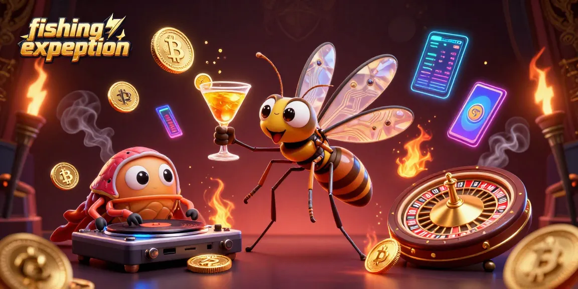Engage in an exhilarating fishing expedition in a vibrant casino scene brimming with dynamic cryptocurrency elements.