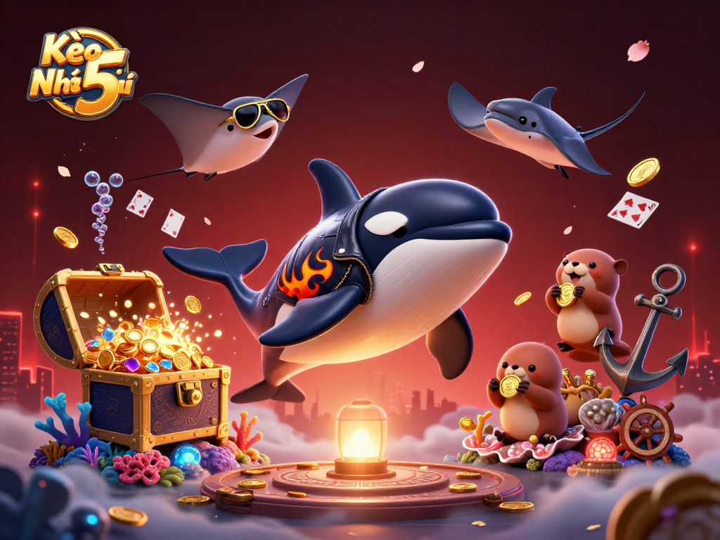 Play exciting games with Kèo Nhà Cái 5 featuring vibrant casino elements and engaging underwater characters.