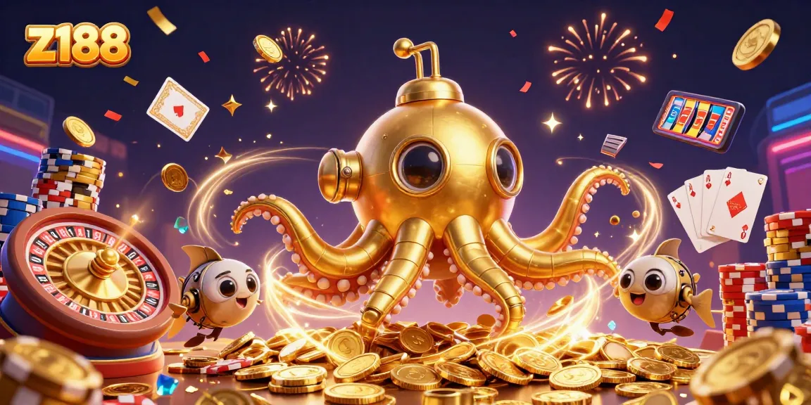 Experience the excitement of z188 with a dynamic casino-themed 3D illustration featuring vibrant characters and gaming elements.