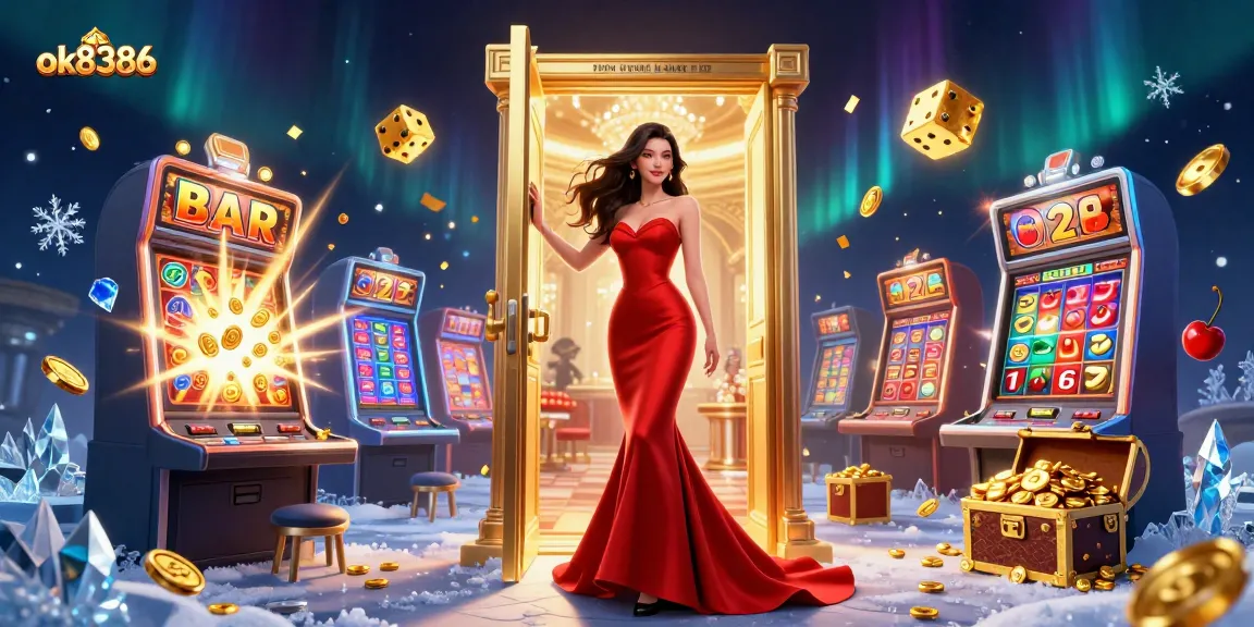 Experience the excitement of ok8386 with a vibrant casino illustration showcasing dynamic game elements.