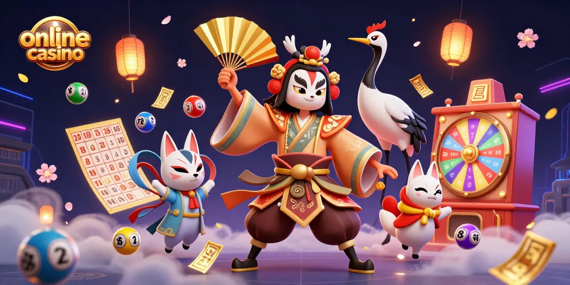 Experience the excitement of online casino games with a vibrant 3D illustration showcasing dynamic lottery elements.