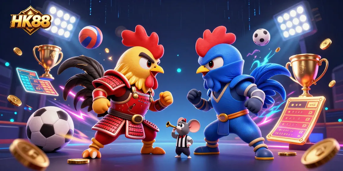 Engage in the action at HK88 with a thrilling rooster showdown among sports and gambling elements.