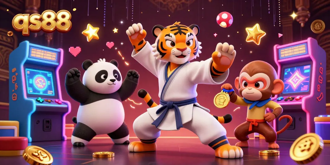 Experience thrilling adventures at qs88 while playing 3D games with vibrant characters and casino elements.