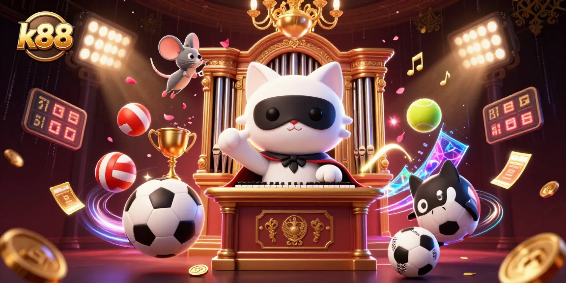 Engage in thrilling betting adventures with k88, featuring a captivating casino scene of unique characters.