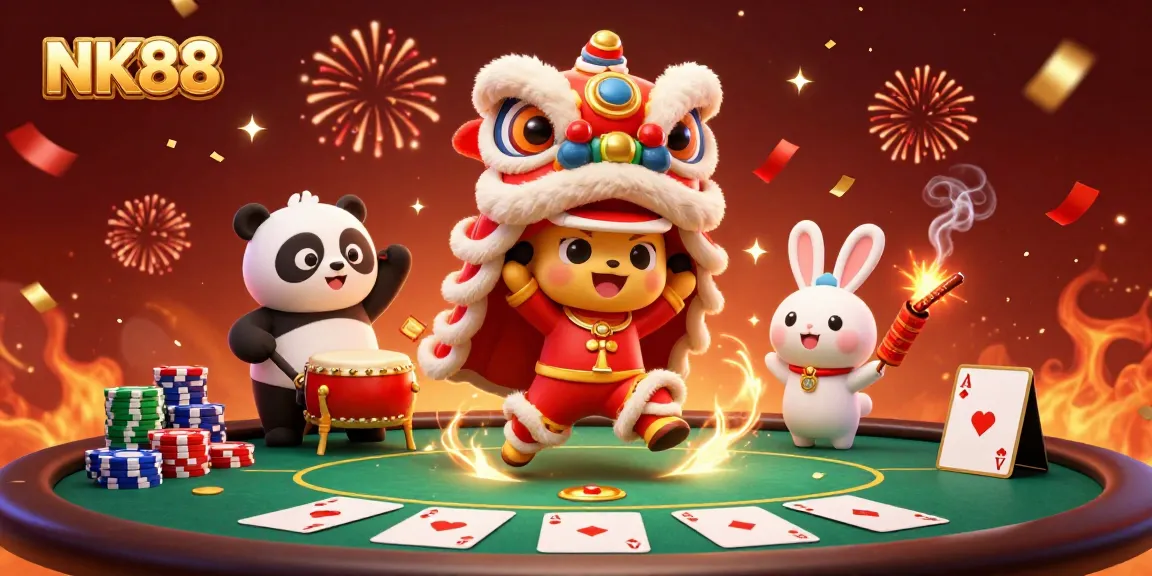 Experience the excitement at NK88 with our immersive gaming illustration featuring dynamic casino elements.
