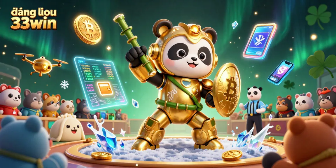 Experience đăng nhập 33win in a vibrant casino scene with exciting slot game elements and crypto visuals.