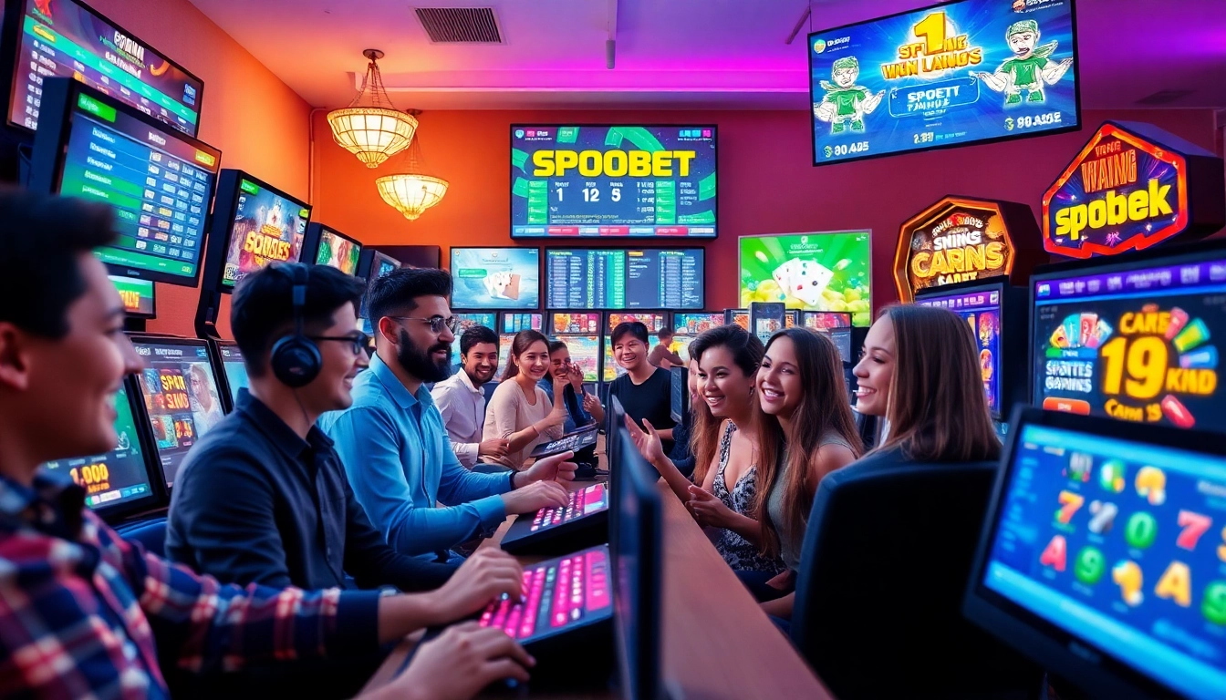 Exciting online gaming scene featuring sbobet.dance with diverse players enjoying casino games and sports betting.