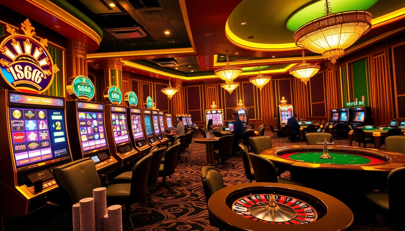 S666 online casino interface with vibrant slot machines and an elegant roulette wheel.
