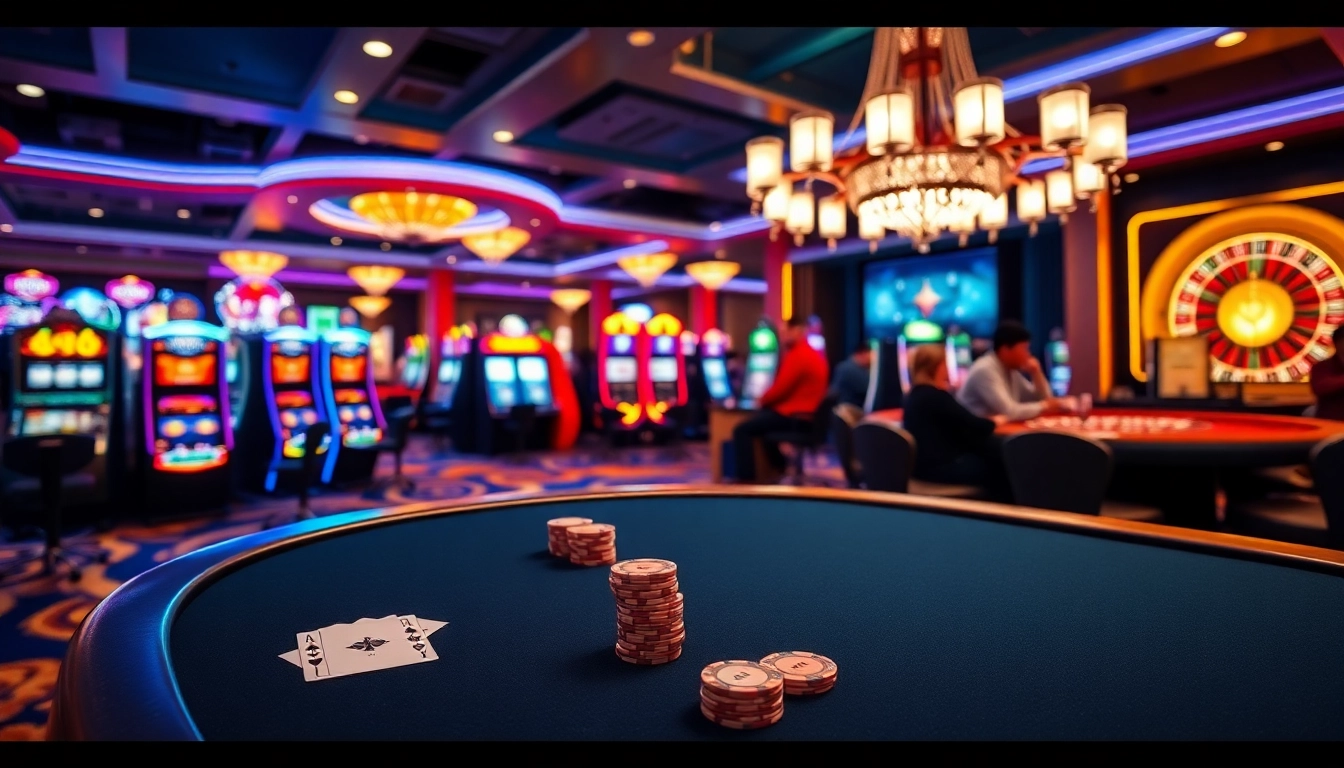 Experience thrilling moments at https://fabet.blog/ with a vibrant casino scene filled with games and excitement.