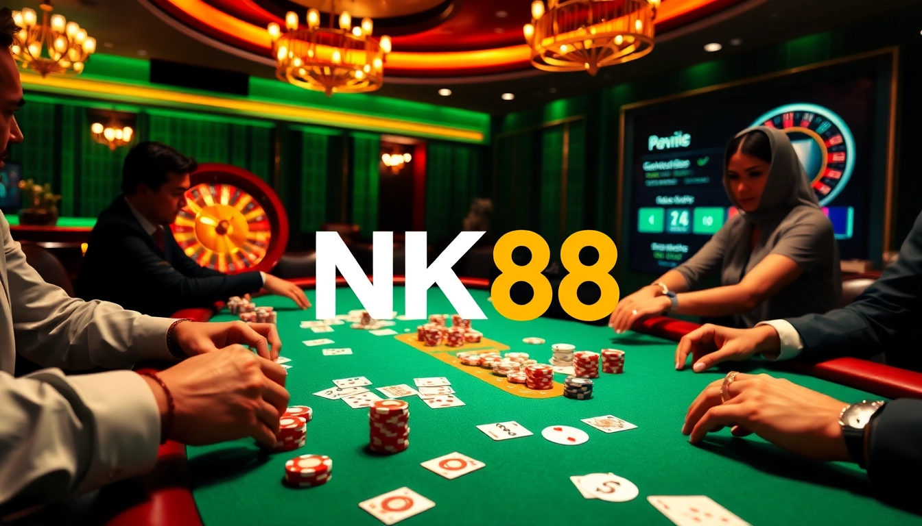 Exciting players at a poker table showcasing strategies for winning at https://nk88.horse/ casino.