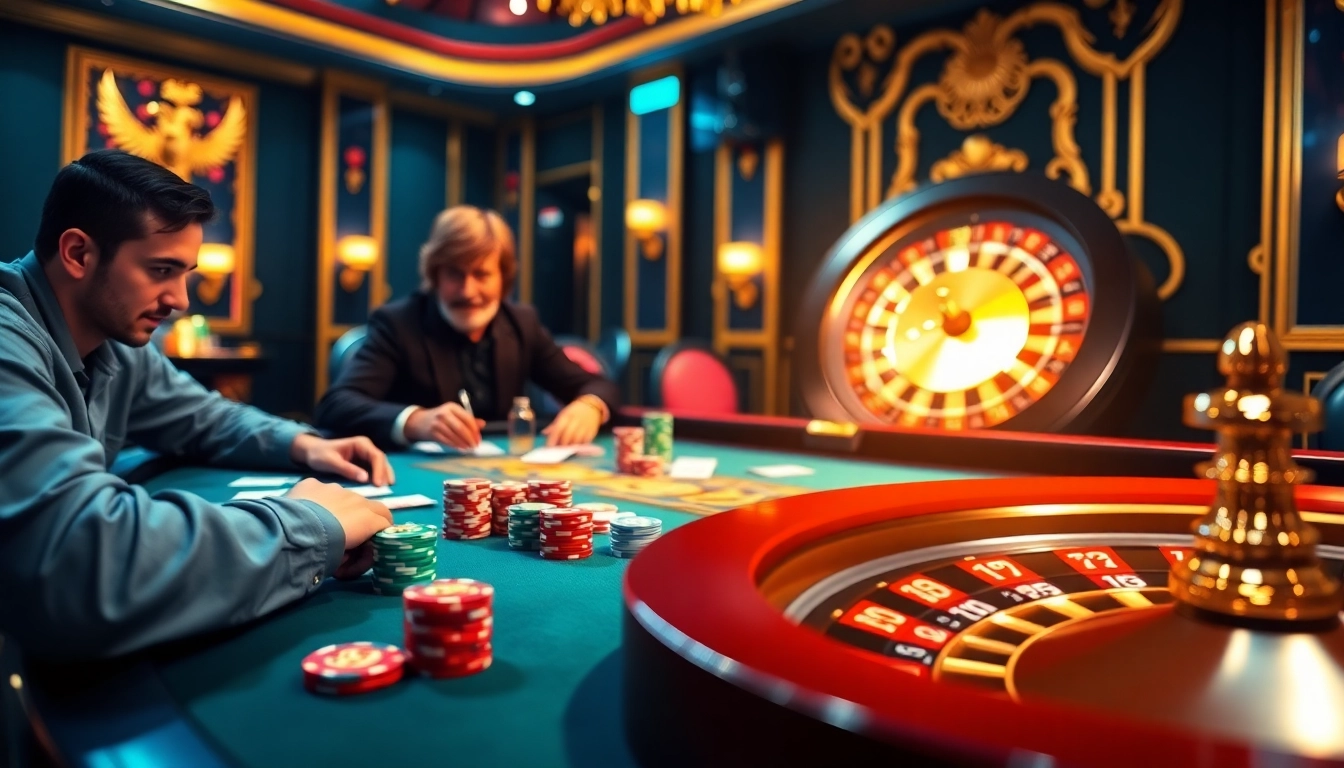 Players engaging in a thrilling RR88 game of poker with colorful chips and dramatic lighting.