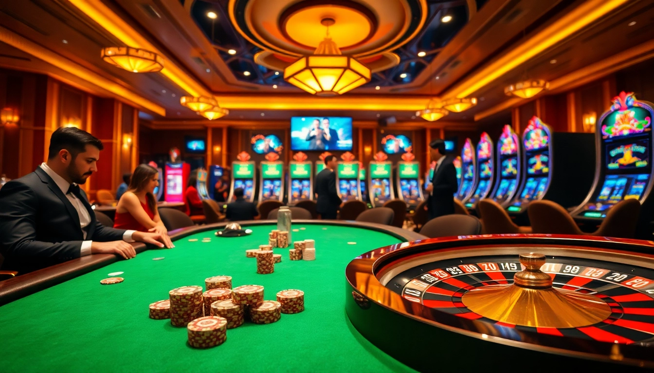 Action-packed gaming at SV388 featuring poker tables and roulette wheels.