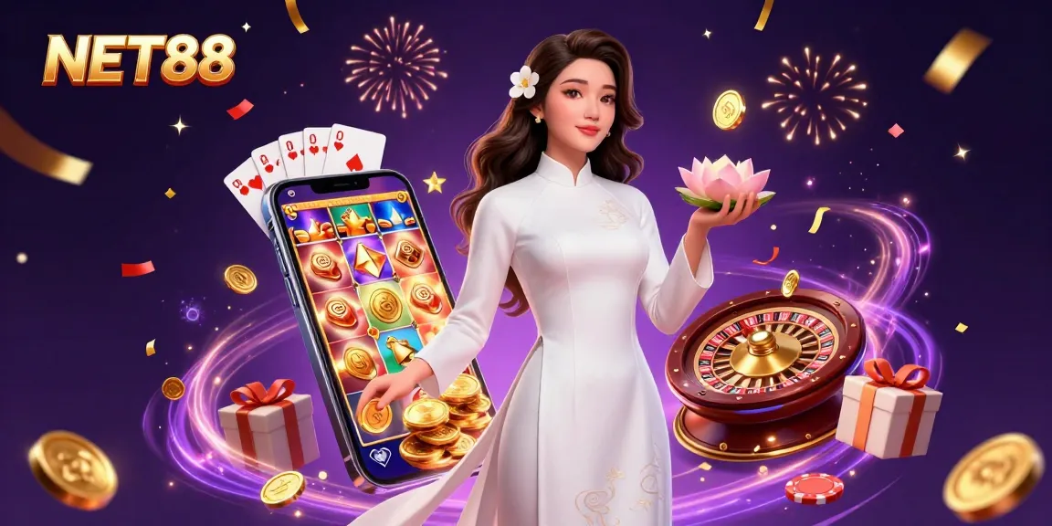 Experience thrilling gaming action with NET88's immersive casino world, featuring rich visuals and gameplay elements.