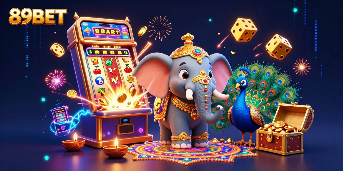 Spin the reels with 89BET's colorful jackpot experience featuring a lively elephant and peacock.