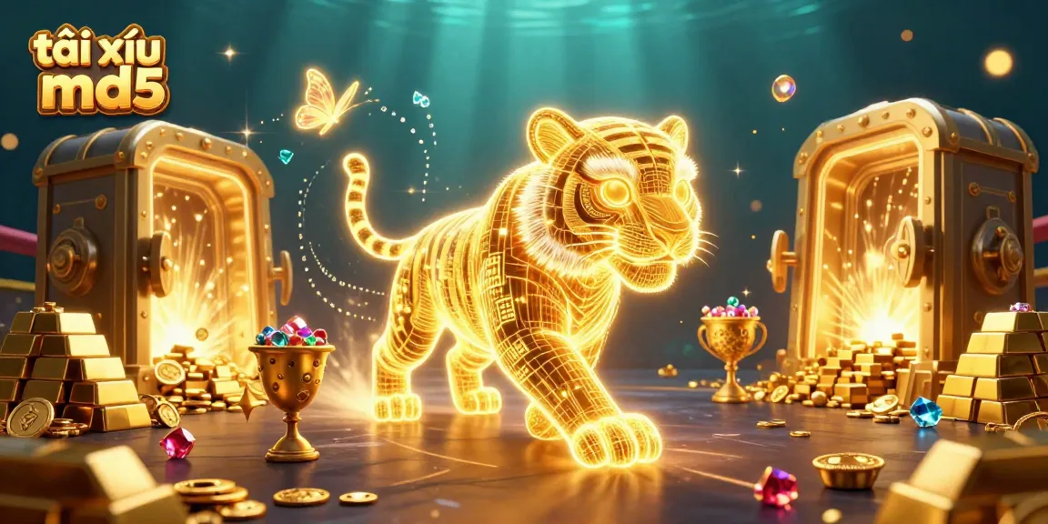Experience thrilling tài xỉu md5 action as golden tiger prowls a vibrant casino landscape.