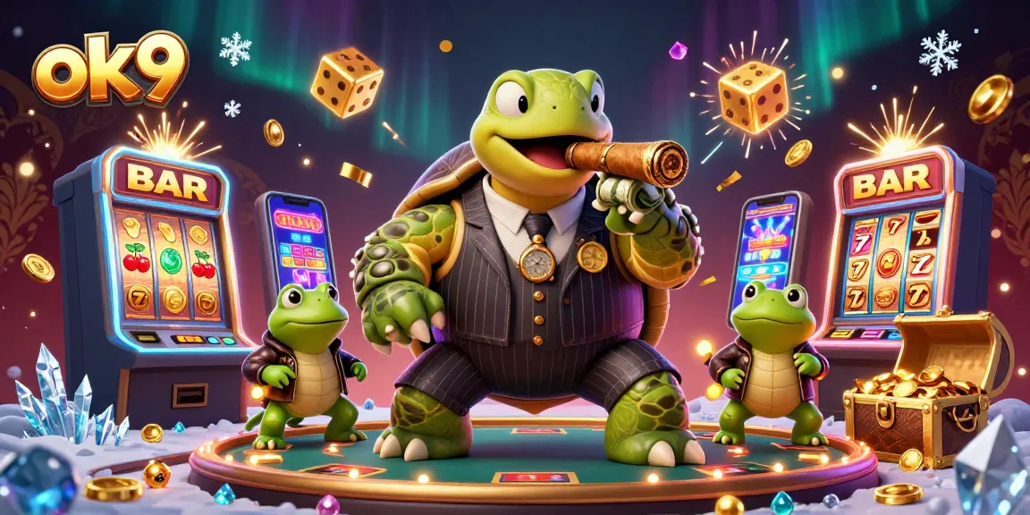 Experience thrilling wins with ok9 in a vibrant 3D casino scene featuring unique characters.