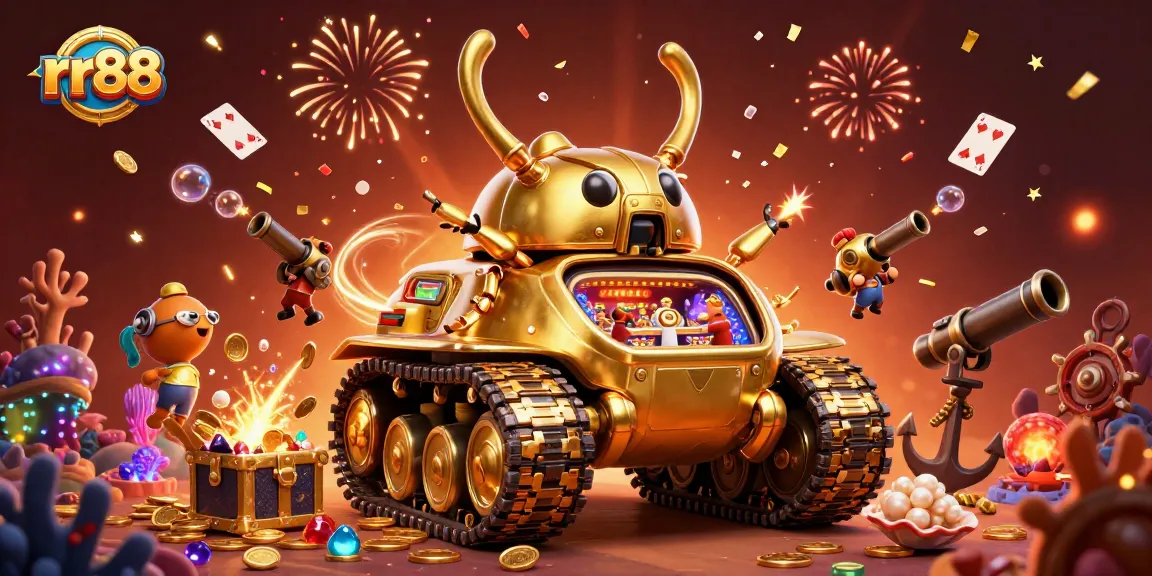 Experience thrilling gameplay at rr88 with a golden beetle tank revealing a vibrant casino scene.