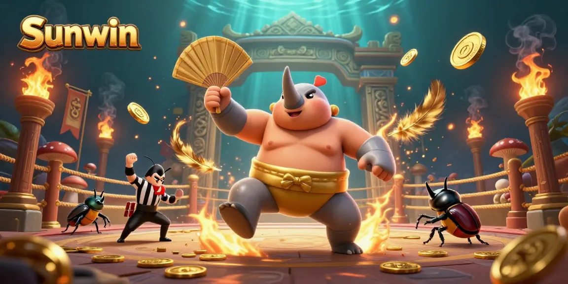 Engage in thrilling gameplay with Sunwin's vibrant 3D sumo showdown featuring golden coins.