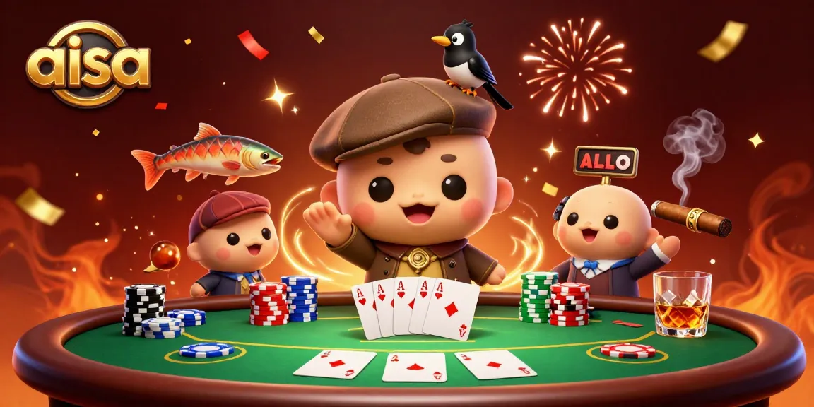 Engaging illustration of a playful baby Nessie and magpie enjoying poker at a lively casino, highlighting aisa.