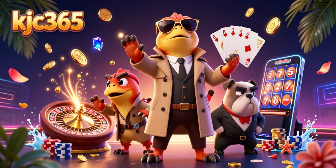 Experience exciting gaming at kjc365 with colorful characters in a vibrant casino scene.