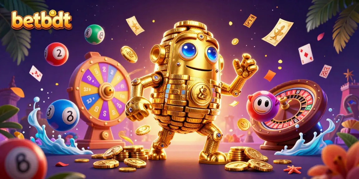 BetBDT players winning prizes with exciting slots and roulette games in a vibrant casino illustration.