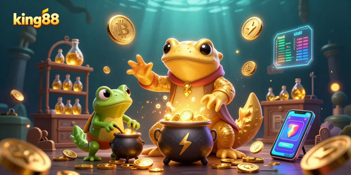 Experience king88 in a vibrant underwater casino scene filled with gold and crypto elements.