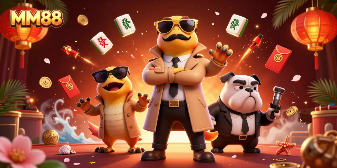 Experience thrilling wins at MM88 with vibrant casino elements and lively cartoon raptors.