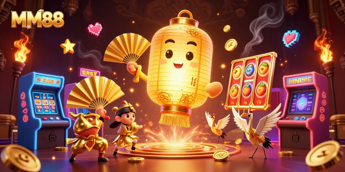 Experience the excitement of MM88 with a captivating gambling scene featuring golden elements and dynamism.