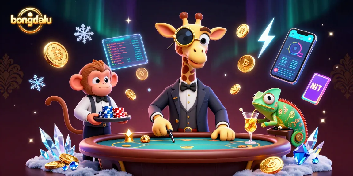 Bongdalu showcases a vibrant casino scene with a high-roller giraffe and monkey valet amid betting elements, celebrating gambling