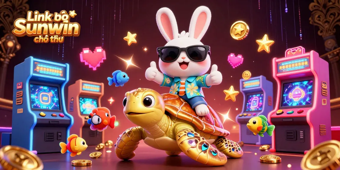 Experience Link vào Sunwin chính thức with vibrant characters and arcade game elements in a dynamic casino illustration.