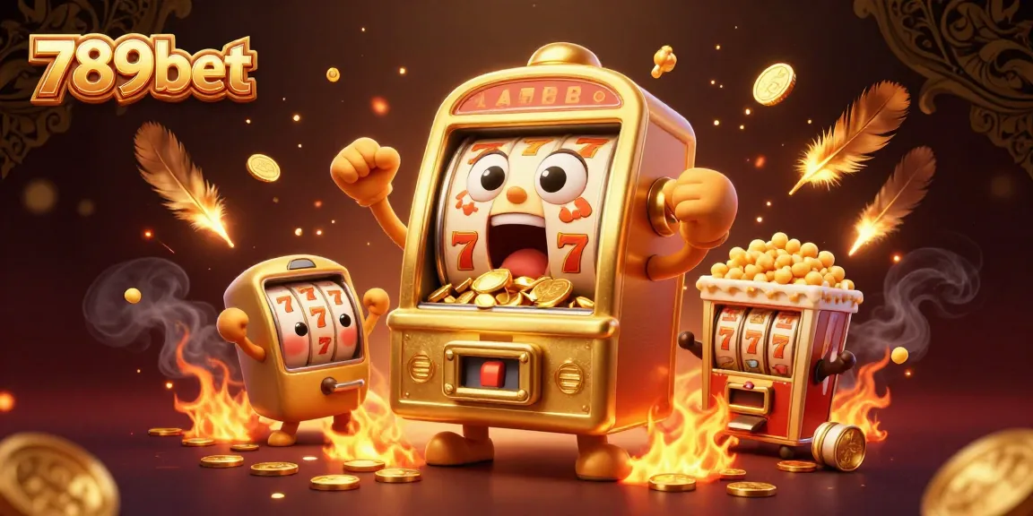 Experience the thrill of 789bet as the golden slot machine hits the jackpot amidst gold coins and vivid celebration.