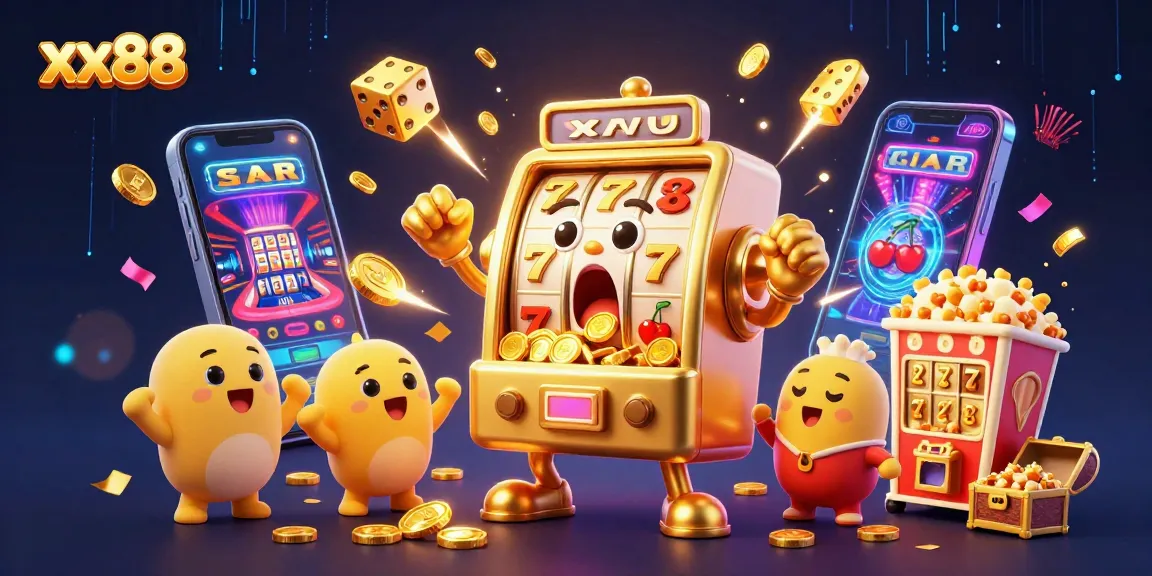 Experience the thrill of winning at xx88 with vibrant colorful slot machines celebrating jackpots.
