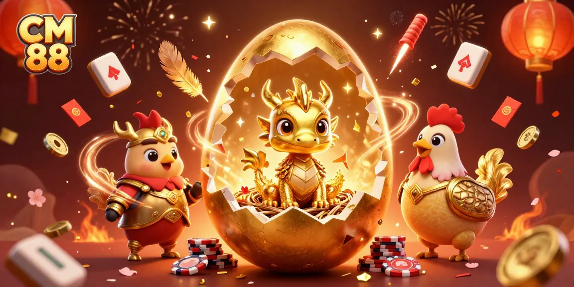 Win big at CM 88 with a vibrant scene showcasing golden treasures and festive elements.