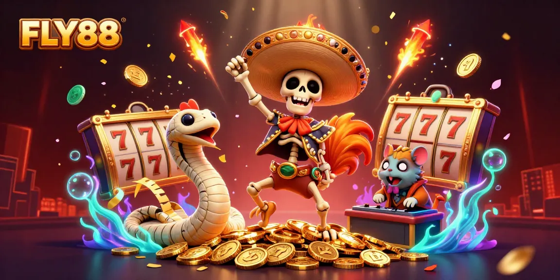Win big with FLY88 and discover an exciting online casino atmosphere featuring a lively mariachi rooster.
