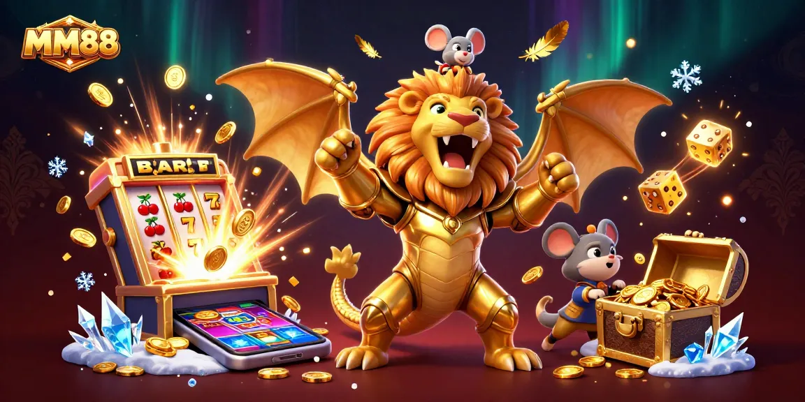 Experience the MM88 thrill with a vibrant chimera casino scene bursting with jackpots and fireworks!