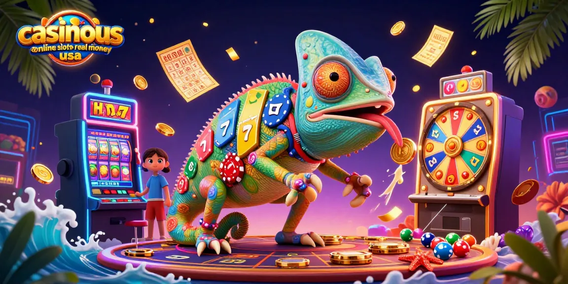 Win at casinous.com online slots real money USA with colorful gambling elements in a vibrant casino scene.